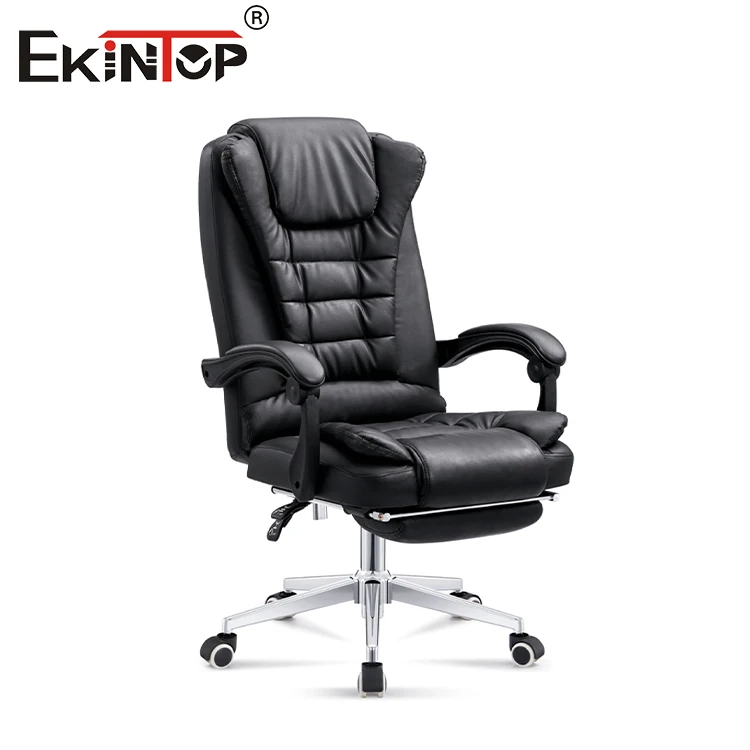 Ekintop Manufacture Manager Executive Ripple Black Leather Office Chair Classic Swivel Ergonomic Office Chair with Footrest