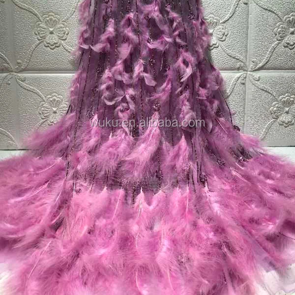 lace fabric stick shiny crystal fabric for haute couture with fur design