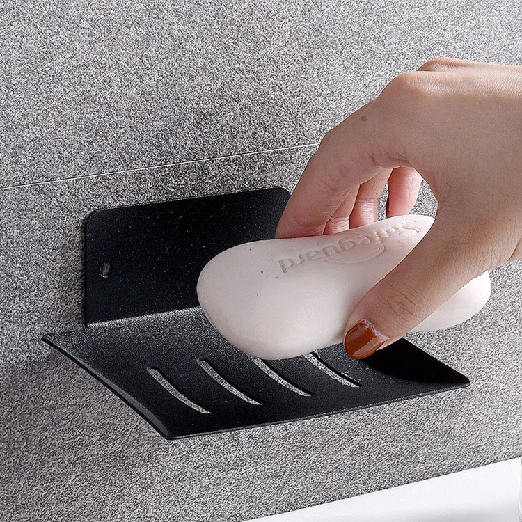 Cheap price shower soap tray bathroom soap rack 304 stainless steel matte black soap dish