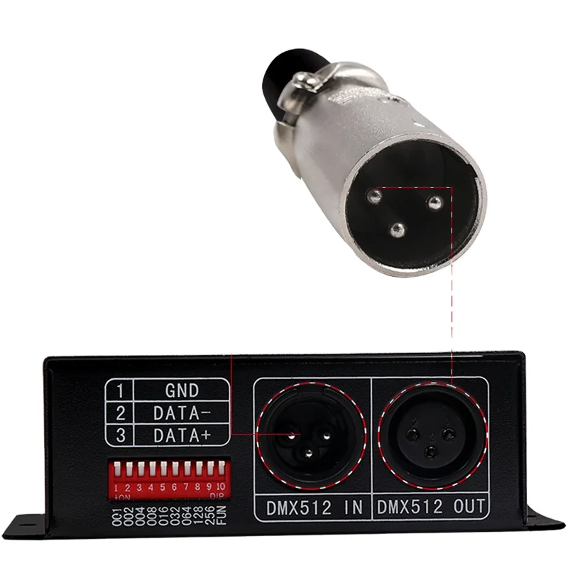 WS2801 WS2811 UCS1903 SPI 3-Channel DMX Decoder Manual Switch Controller for DC5V-24V 12V ROHS Certified