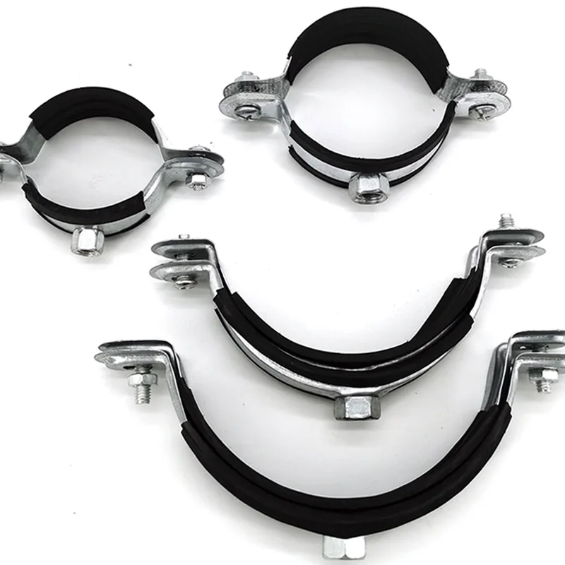 Tianjin best quality stainless steel 304 316 double screw hanger loop pipe clamps with rubber