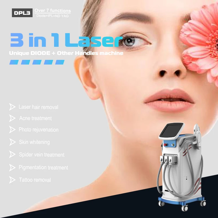 3 In 1 Multifunction Beauty Machine IPL+RF+Nd Yag+Dioden 808 Alexandrite Diode Laser Hair Removal