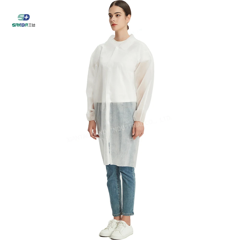 OEM Medical Protective Clothing for Hospital Nurses White Disposable Lab Coat  Doctors Water Resistant with zipper Uniforms