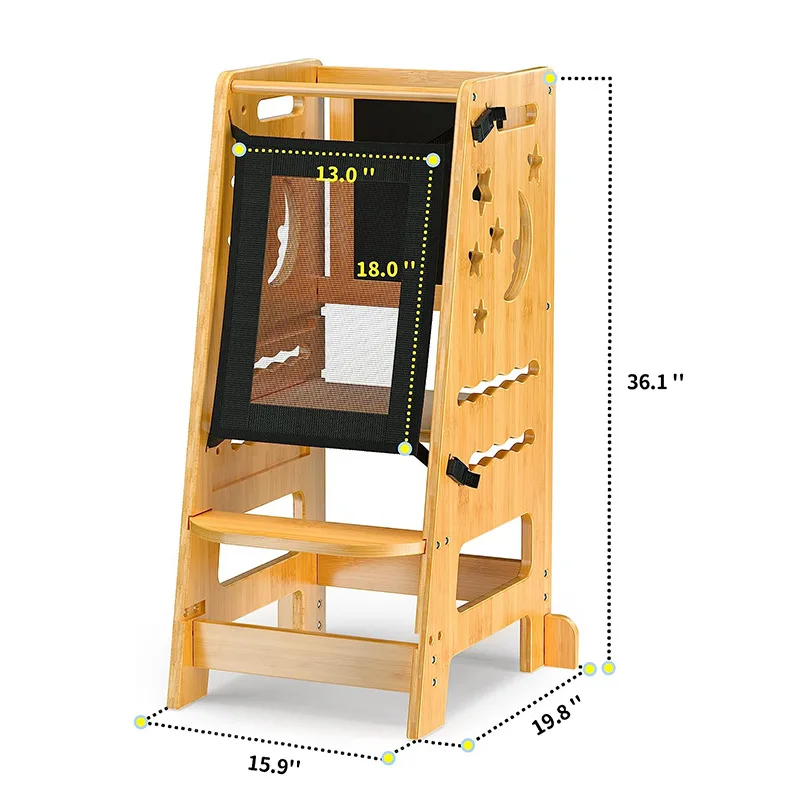 Bamboo Kitchen Step Stool Kids And Toddlers Kids Step Stool Standing Tower Learning Stool For Bathroom Kitchen With Safety Rail