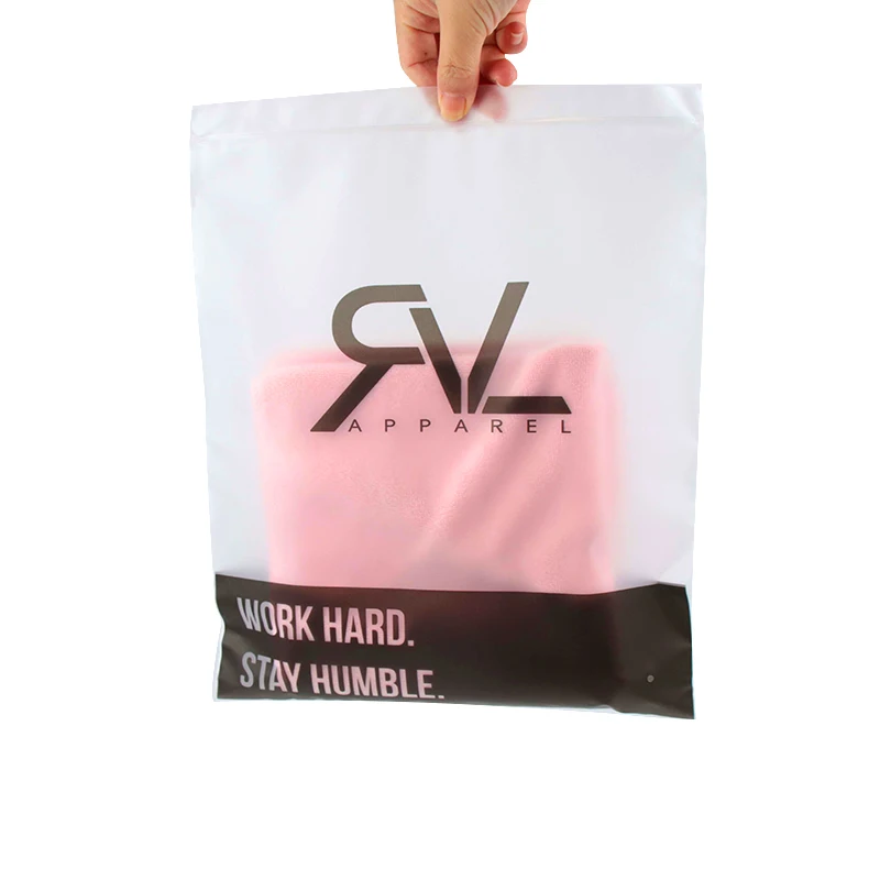 custom logo printed waterproof  black tshirt packaging garment package plastic zipper bag