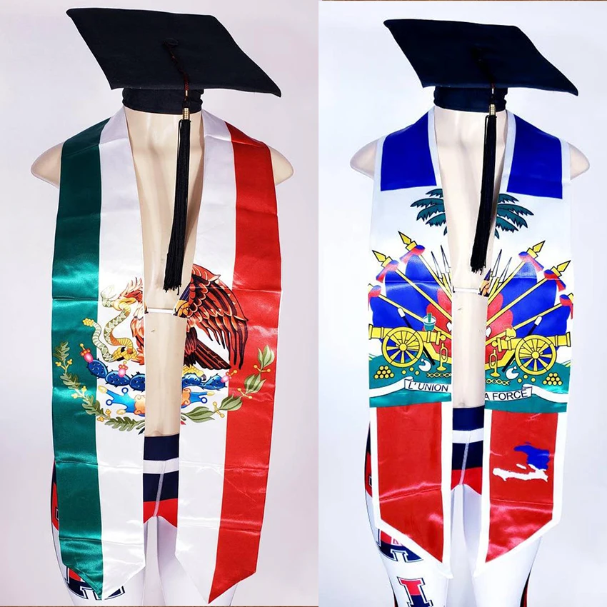cheap custom logo printed graduating wear satin embroi graduation stole