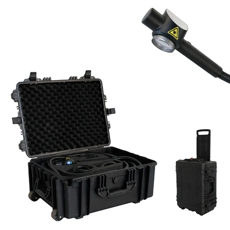 Portable suitcase luggage rust paint oil stains dust cleaning removal JPT 300W pulsed fiber laser cleaning machine