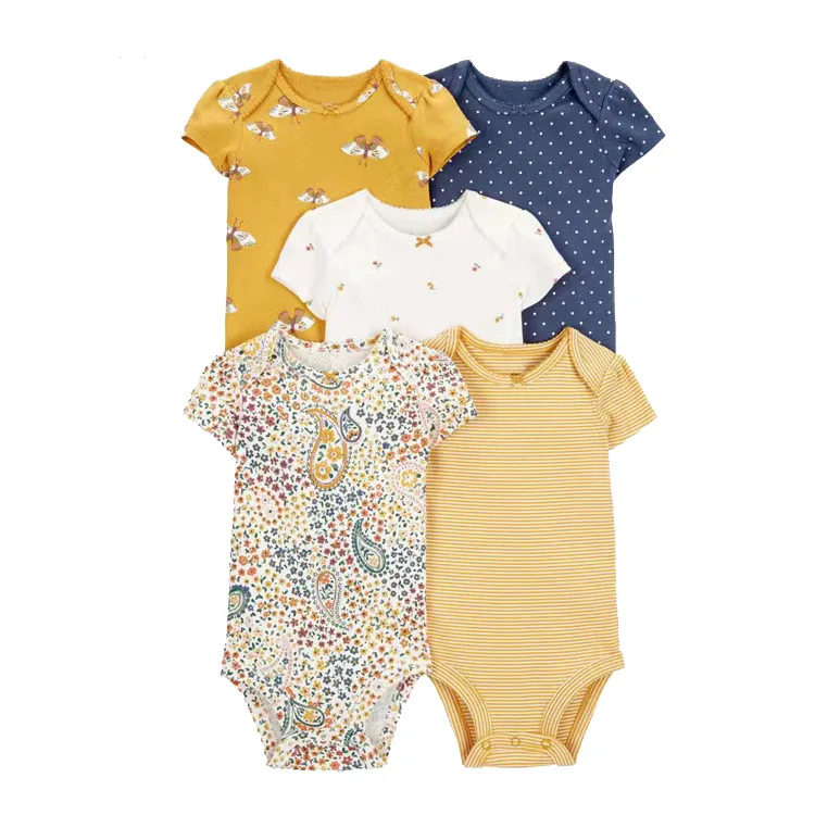 100% cotton autumn baby clothes 5 pack baby bodysuit sets baby rompers wholesale