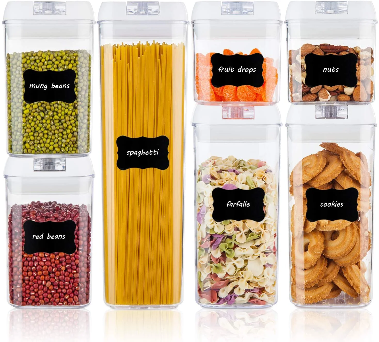 Airtight Food Storage Containers, Cereal Containers 7-Piece Set with Easy Locke Lids BPA-free Plastic for Kitchen Pantry Storage