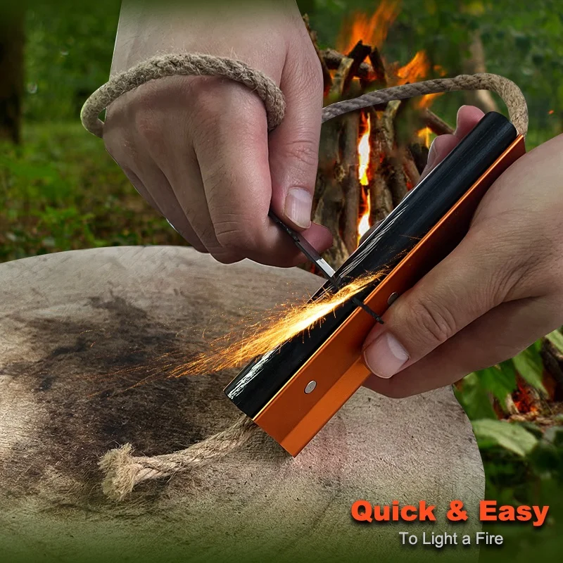 Campfire Torch Ferro Rod Fire Starter Kit with Jute Wick Tinder