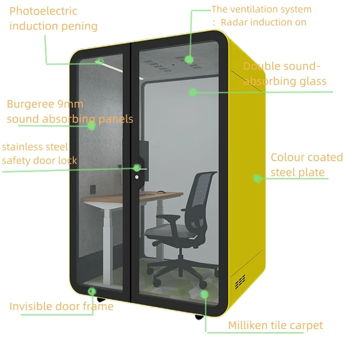 Telebooth modular office booth soundproof  phone booth with fresh air system