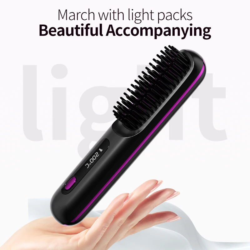 2 Colors Flat Iron Hair Straightener USB LCD Straight Hair Comb Mini Electric Wireless Hair Brush with Box