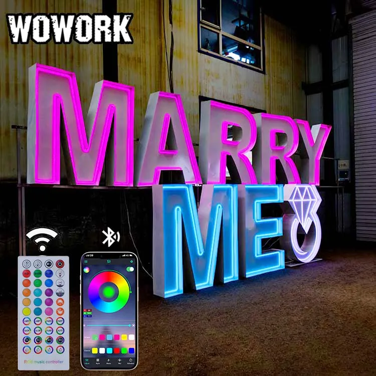 2023 WOWORK гигантские большие светодиодные украшения для вечеринки 4 фута 5 футов большой неоновый шатер с буквами подсветка
