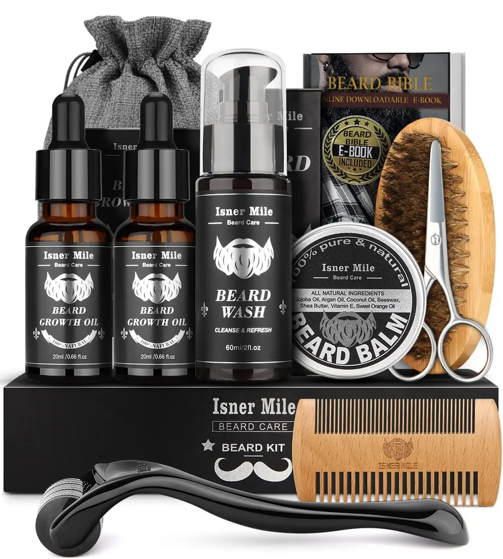 Private Label Men Beard Care Beard Growth Kit Growth Beard Oil Balm Serum Grooming Kit