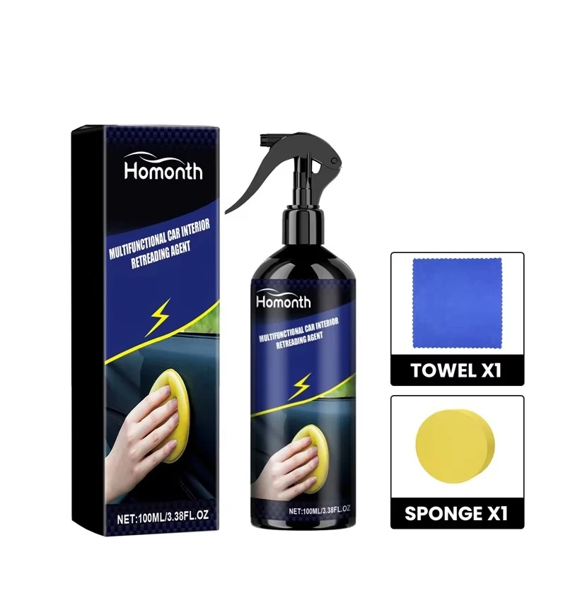 Homonth multifunctional car interior retreading agent plastic refurbishing liquid steering wheels seat floor mat cleaning kit