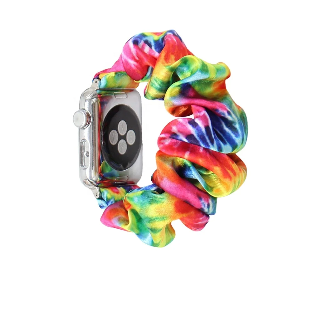 cute tie dye colorful custom logo scrunchie strap apple watch wholesale