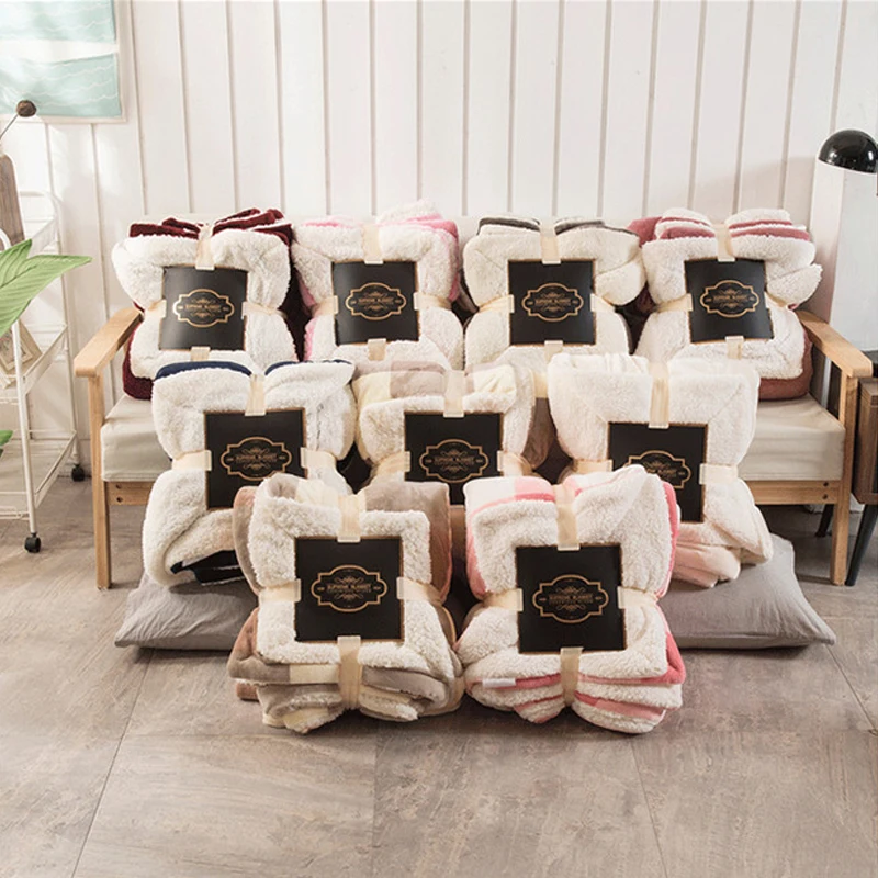 Manufacturer Wholesale Custom High Quality Soft Thick Warm Single Double Bed Oversize Flannel Fleece Sherpa Throw