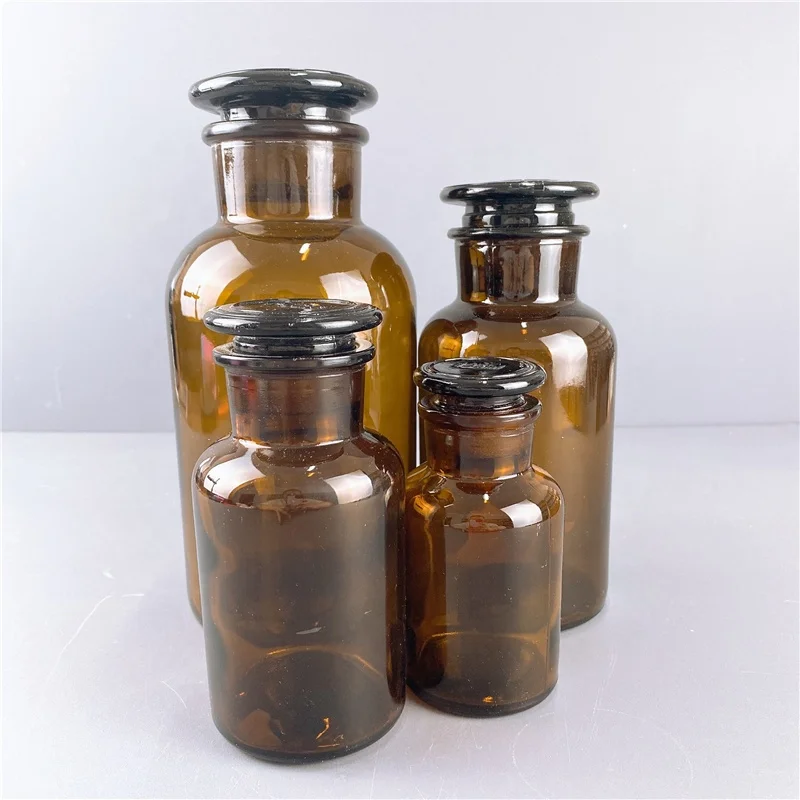 Amber Glass Reagent Bottle Ground Glass Stopper Amber Laboratory Bottle