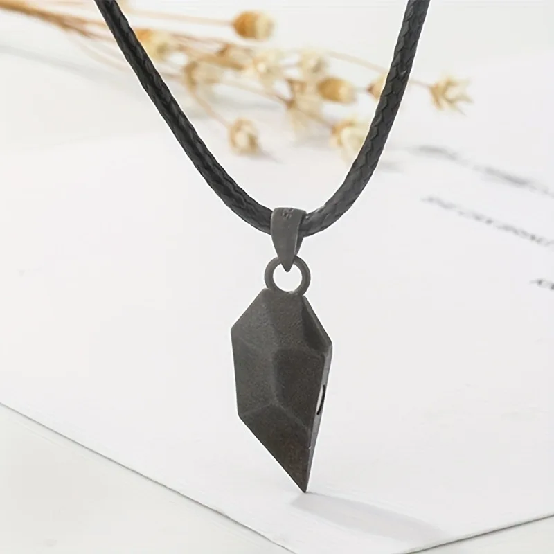 Gold Plated Magnet Couple Necklace with Wishing Stone & Heart Shape Heartbreak Stitching Clavicle Jewelry for Women and Men