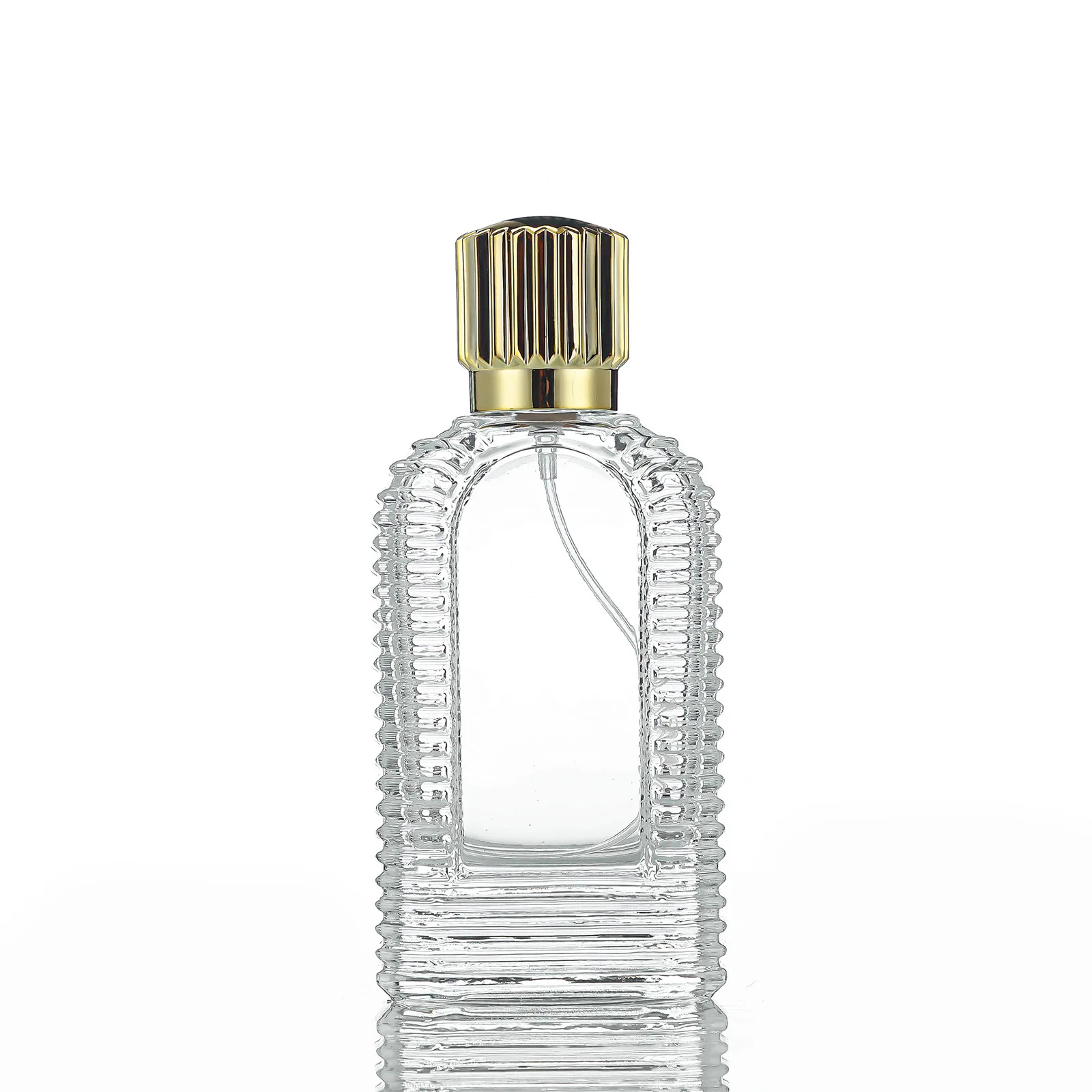 Manufacturers supply high-grade perfume bottles 60ml glass bottles with thick bottom and vertical bars, and the bayonet of empty