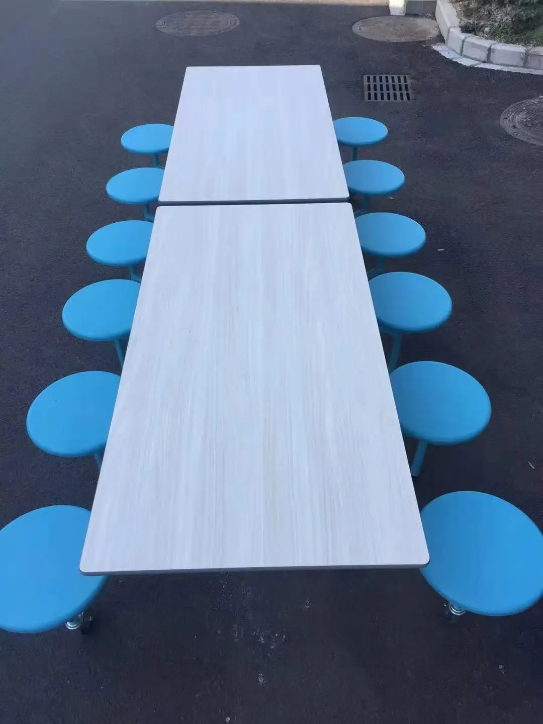 Plastic 12 Seat Garden Folding Dining Cafeteria Tables And Chair Set Steel School Dining Hall Canteen Table And Chair
