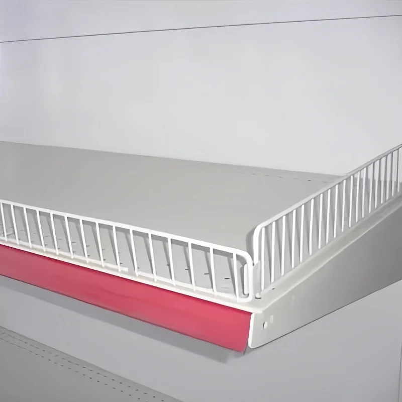 Supermarket metal shelving of heavy duty capacity with perforated back panel ZA style of slant shelf bracket