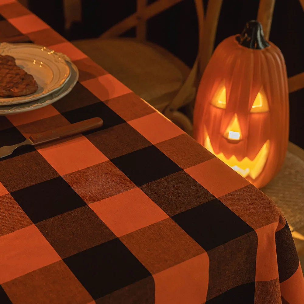 wholesale Halloween Elements decor simple checkered design tablecloth for party