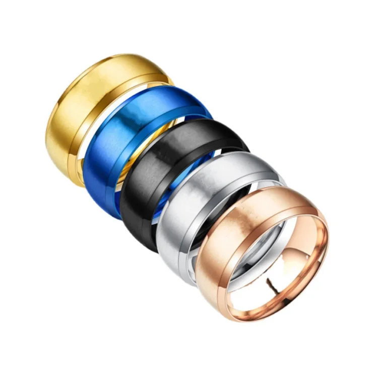 Nice 8mm wide gold silver black blank stainless steel ring for women jewelry finger rings