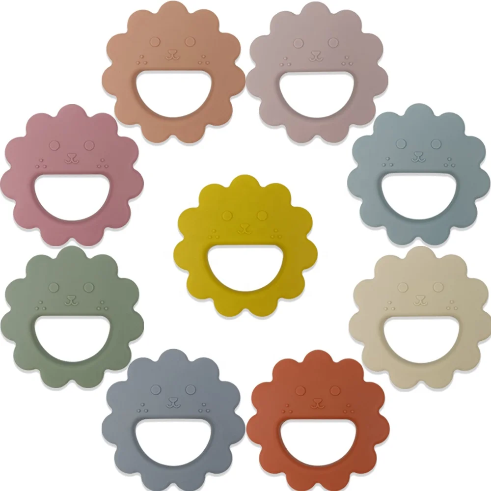 BPA Free Custom Wholesale Low MOQ  Manufacturer Silicone Teething Silicone Toys Lion Teether Toy Baby Teether