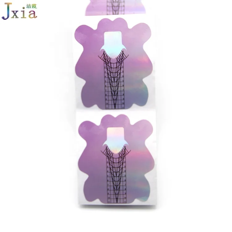 2021 Professional 500pcs per Roll Custom Logo Purple Color Double Thick Holographic Nail Sculpture Forms