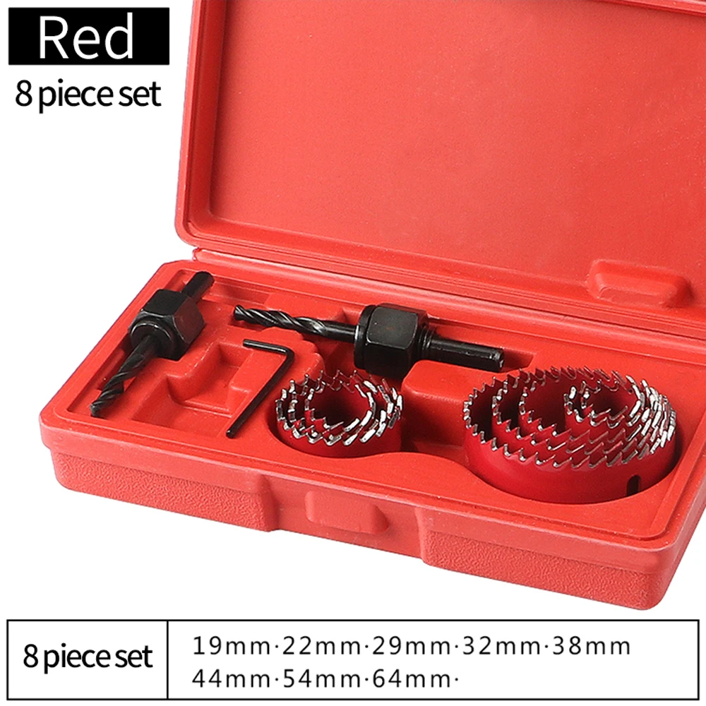 Red 13pcs Multifunctional Woodworking Hole Saw Set Gypsum Board PVC Board Carpentry cutting Drilling Tool
