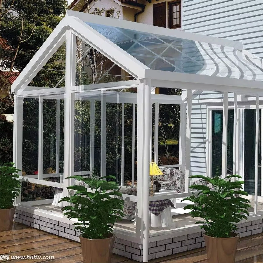 luxury european style aluminum waterproof  bioclimatic Intelligent outdoor  pergola sunroom glass house
