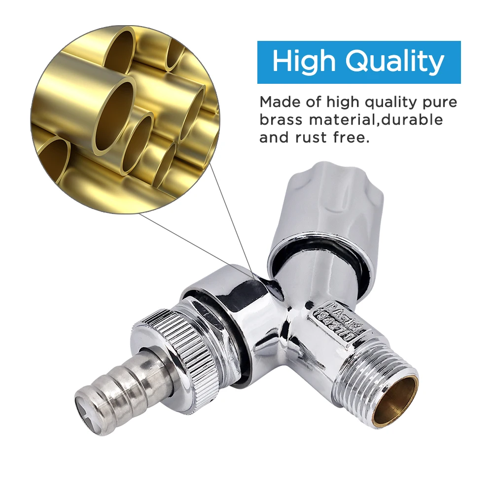 GUIDA 625010 Faucet Accessories 1/2X3/4 Inch Chromed Plated Brass Water Stop Valve With  ABS 90 Degree Handle