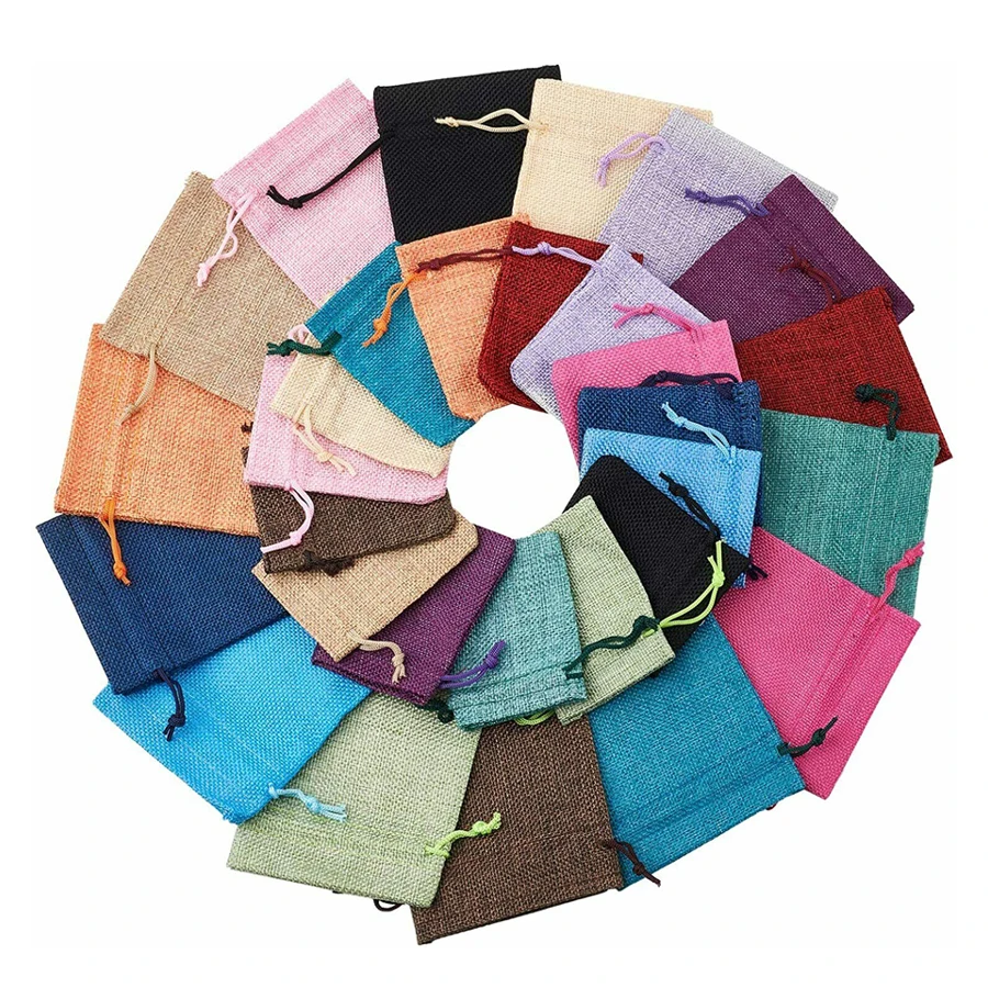 Eco-friendly natural burlap drawstring bag for gifts Jewelry Boxes package Jewelry Packaging & Display Other Textile Packaging