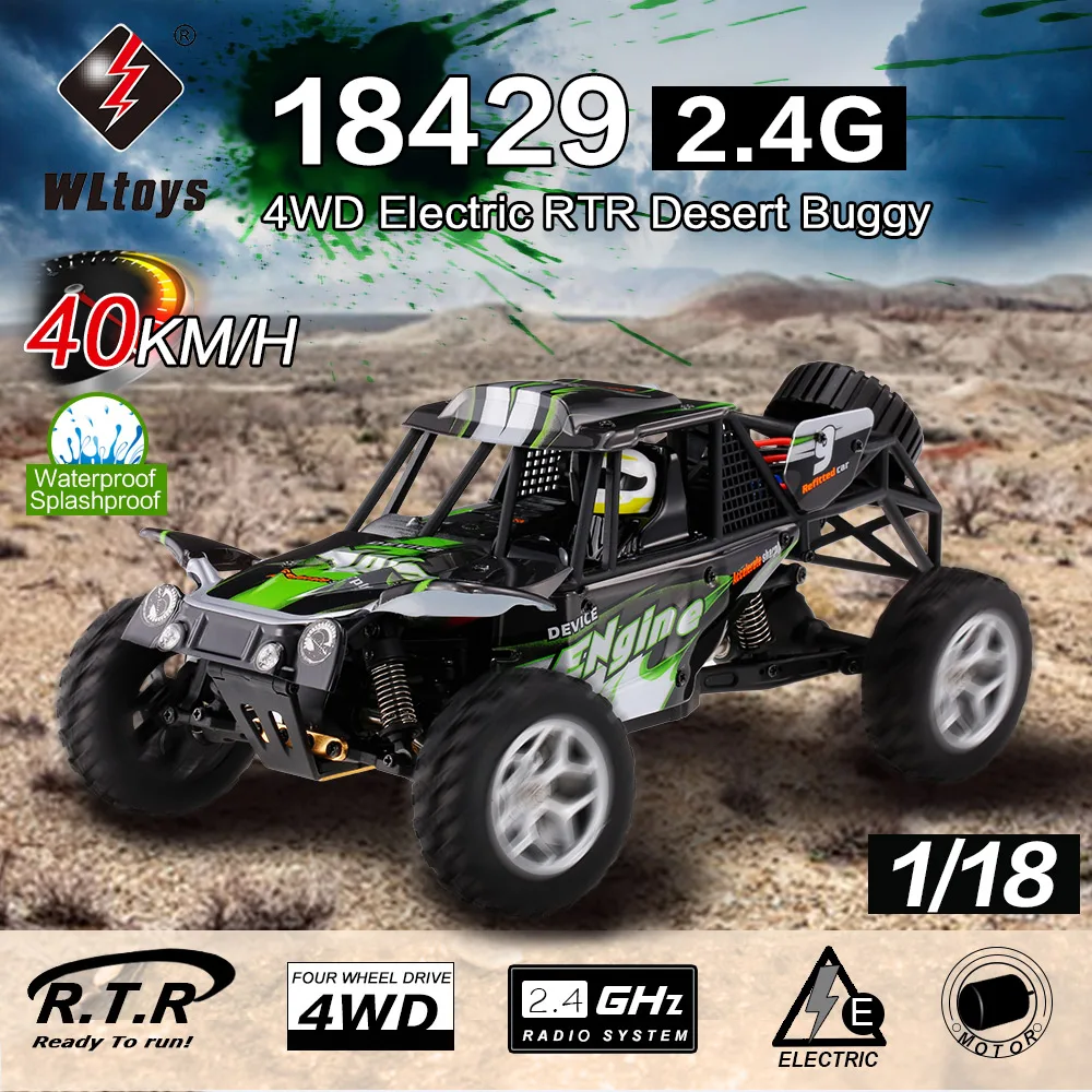 Xueren WLtoys 18429 внедорожник 2 4G 1:18 гоночный автомобиль 4WD брызгозащищенный Электрический RTR пустынный Багги Радиоуправляемый