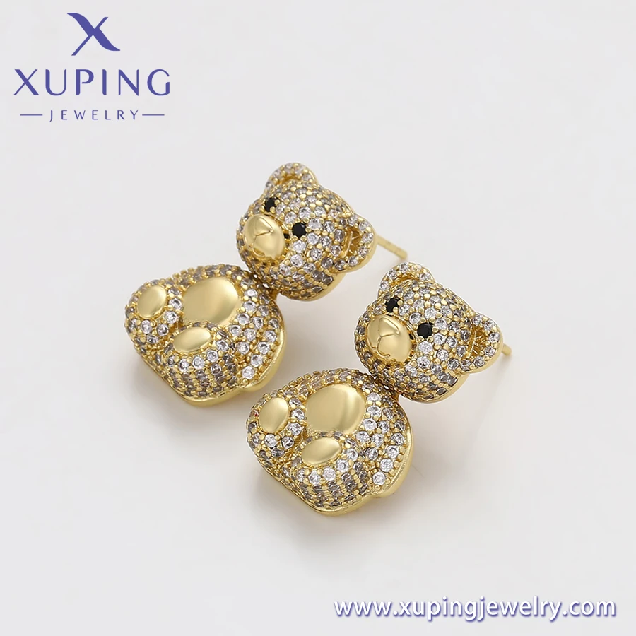 X000767160 XUPING Jewelry Gorgeous Realistic Bear Earrings 14K Gold Plated Women Earrings Jewelry