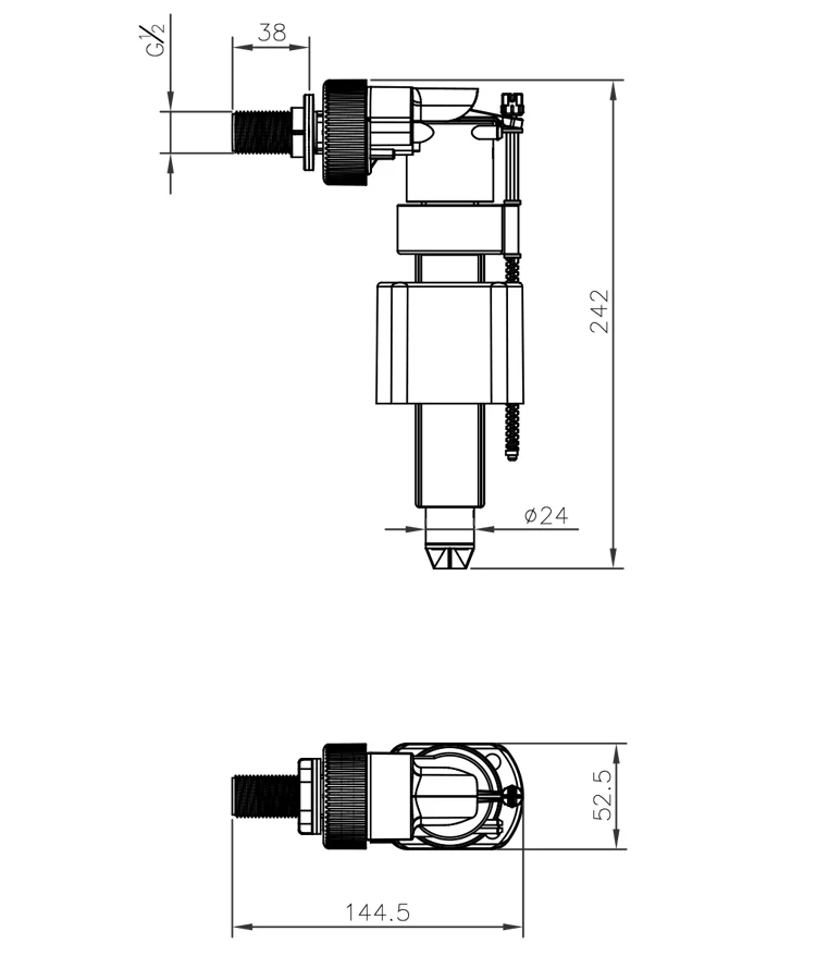 Popular design height adjustable fill valve for narrow or small toilet cistern
