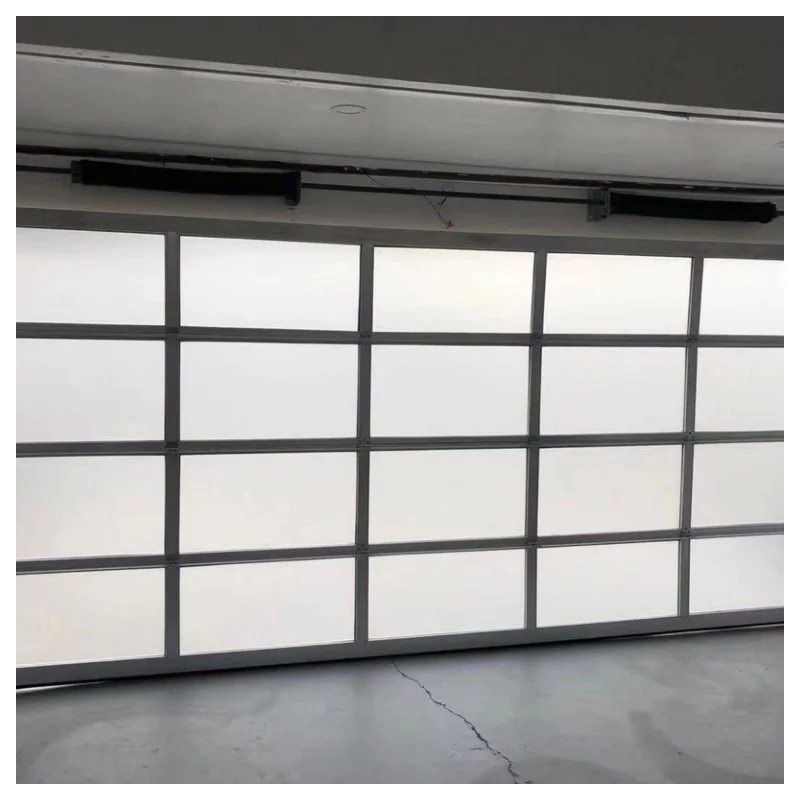 Remote Control Automatic Electric Soundproof Perspective Turning Plate Aluminum Frame Plastic Plate  Glass Garage Door