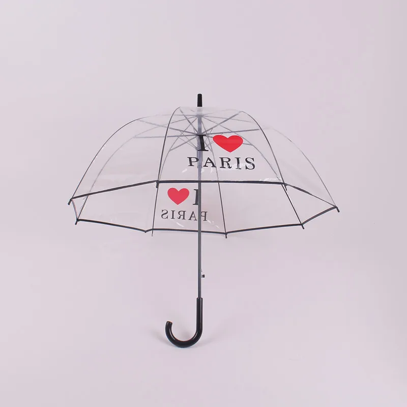 Low Price Transparent Dome Umbrella Custom Pattern Printing Clear Plastic Umbrella For Women