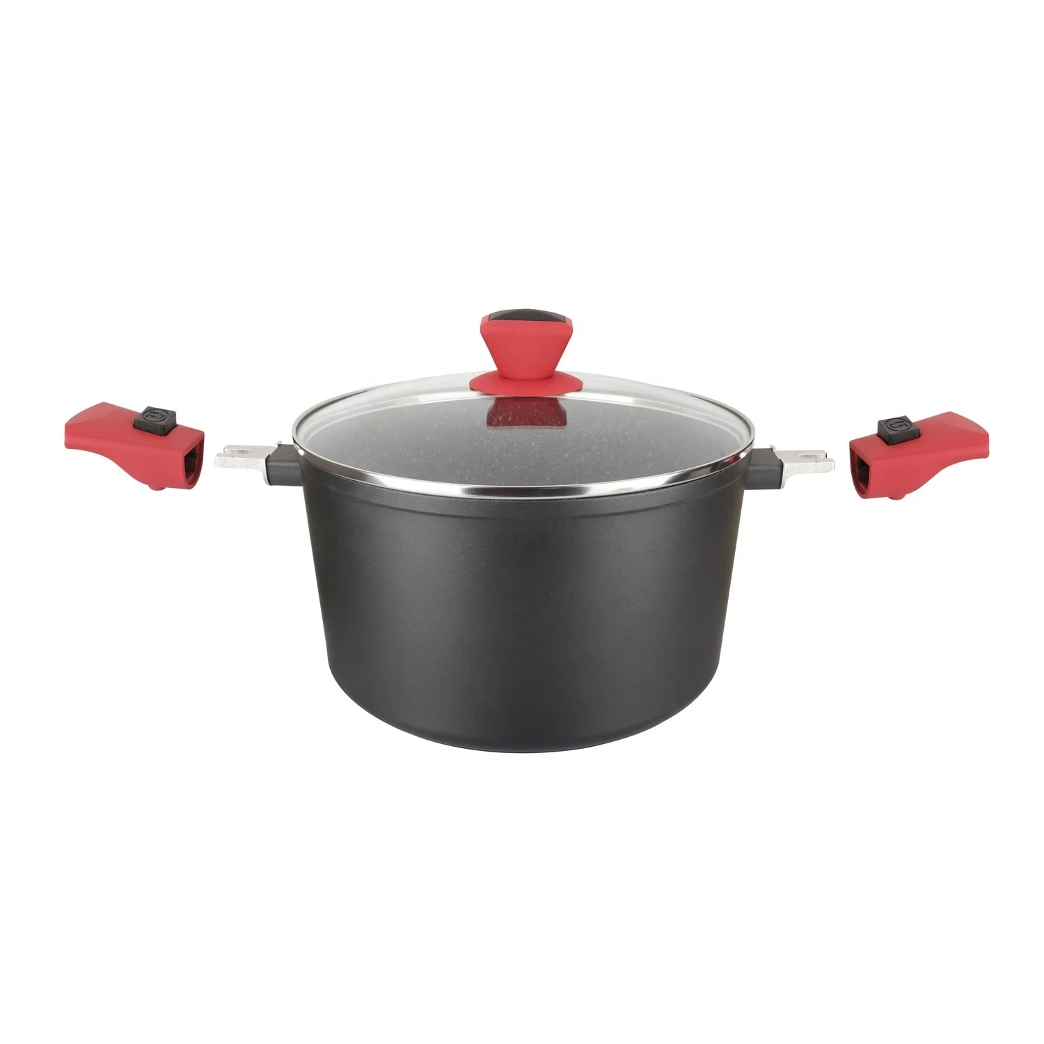 4.5QT Forged Aluminum Marble Nonstick Casserole Pot With Detachable Handle With Induction Bottom