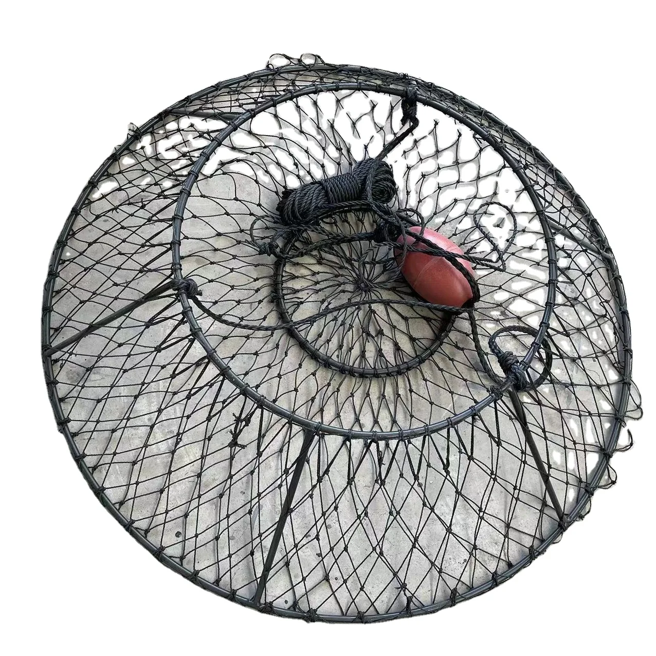The US market round shape hoop net  plastic coated PE fishing net crab drop net UFO shape crab trap