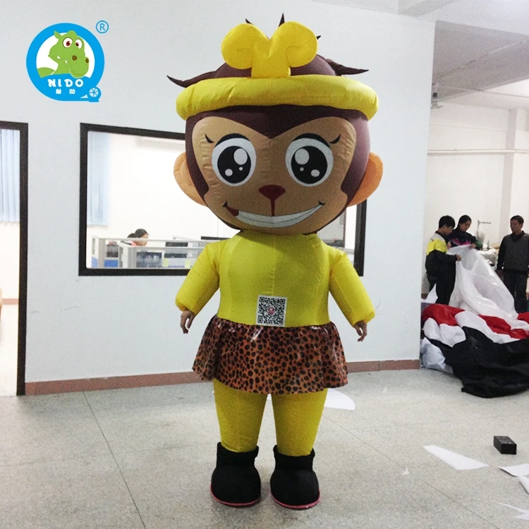 Custom Giant Interactive Inflatable Monkey Mascot Costume Durable Walking Event Short Mascot Costume