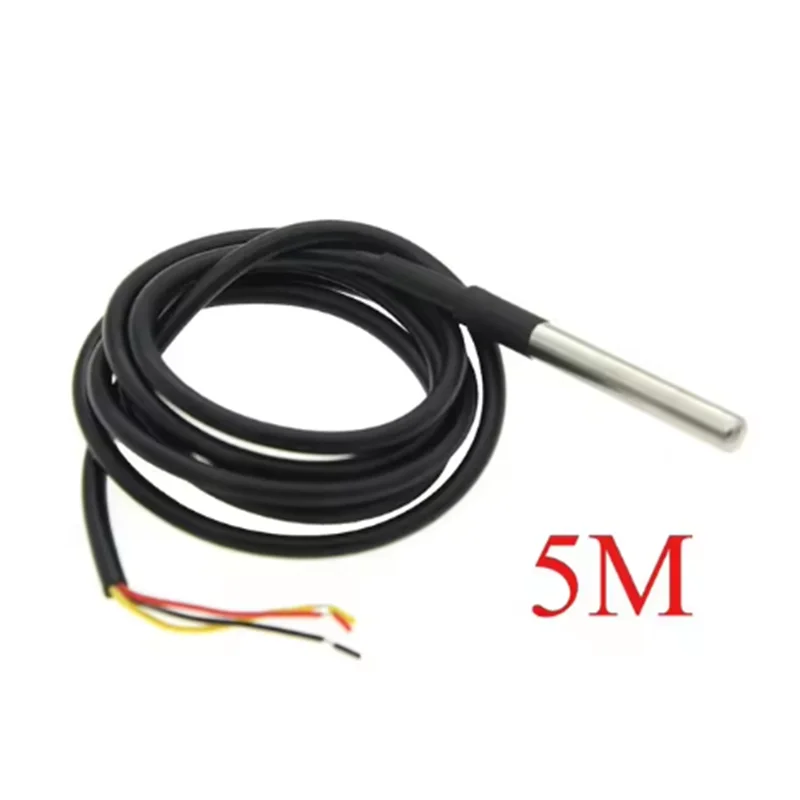 Stainless Steel Waterproof DS18b20 12/3/5M Thread Temperature Probe Temperature Sensor 18B20 Cable