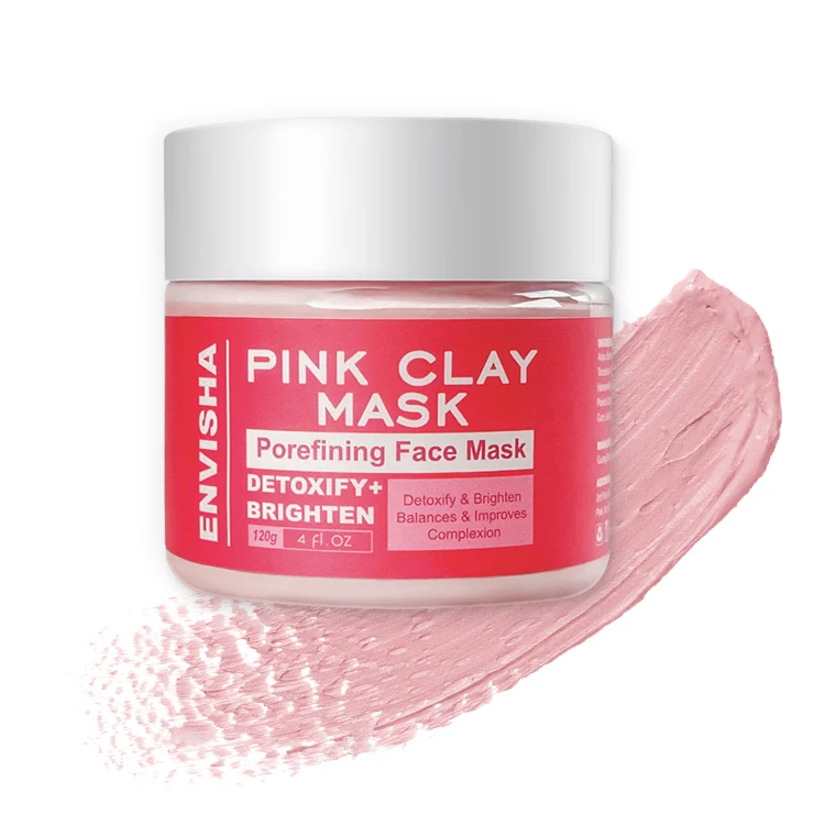 Deep Pore Skin Cleansing pink clay mask private label Purifying Brightening vegan with vitamin c clay mask