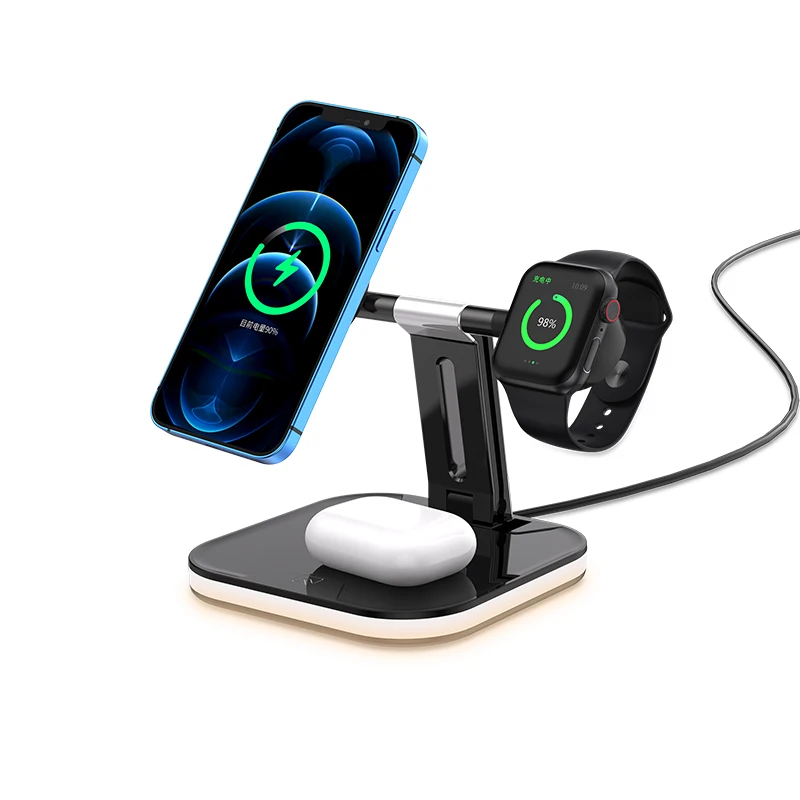 
Desktop 4 in 1 Magnetic Wireless Charger for iPhone 12 Pro Max Mini Chargers for Apple Watch For Earphone Pro 2 3 Charger Holder 