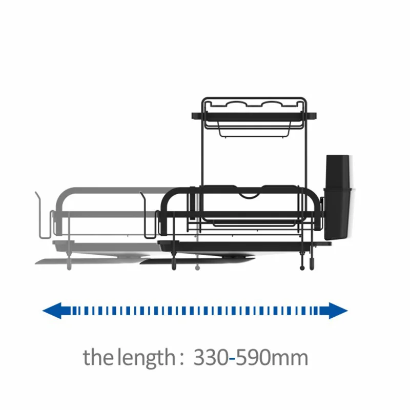 WIREKING 2 tier Dish Drying Rack Multifunctional Dish Rack Rustproof Kitchen Dish Drying Rack with Drainboard & Utensil Holder,