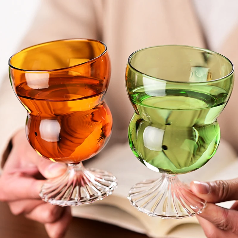 Wholesale Customized Creative High Borosilicate Colored Glass Cups for Juice Ice Coffe Cup Glass