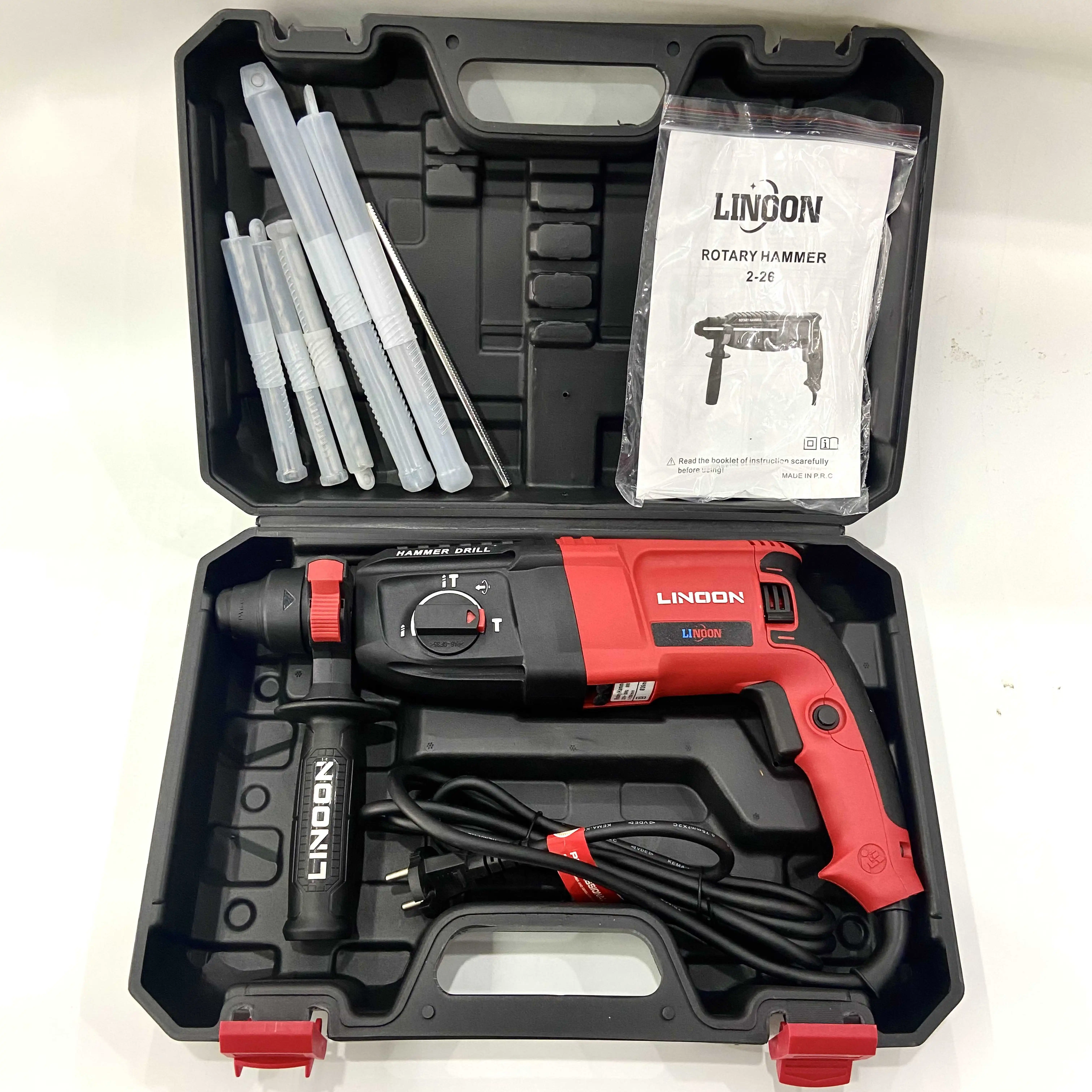 Linoon  26MM Electric Rotary Hammer Drill  800W Drill Machine SDS-Plus Electric Power Total Rotary Demolition Hammer Drills