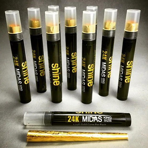 
24K Gold cone gold pre rolled cone gold rolling paper shine paper 
