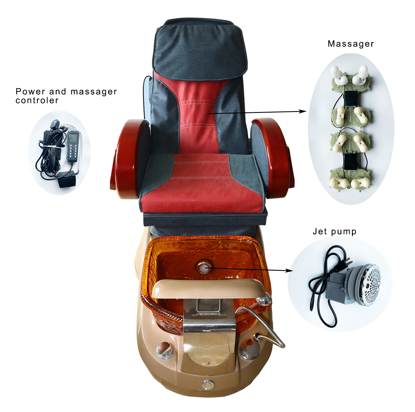 Massage Furniture Electric Pipeless Whirlpool Foot Manicure Pedicure Spa Chair for Nail Salon